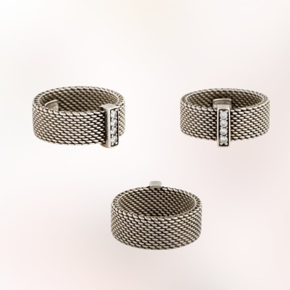 Tiffany & Co. Somerset Band with Diamonds Sterling Silver Size 5